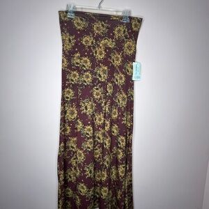 NWT LuLaRoe Maxi Skirt - Burgundy and Yellow Floral